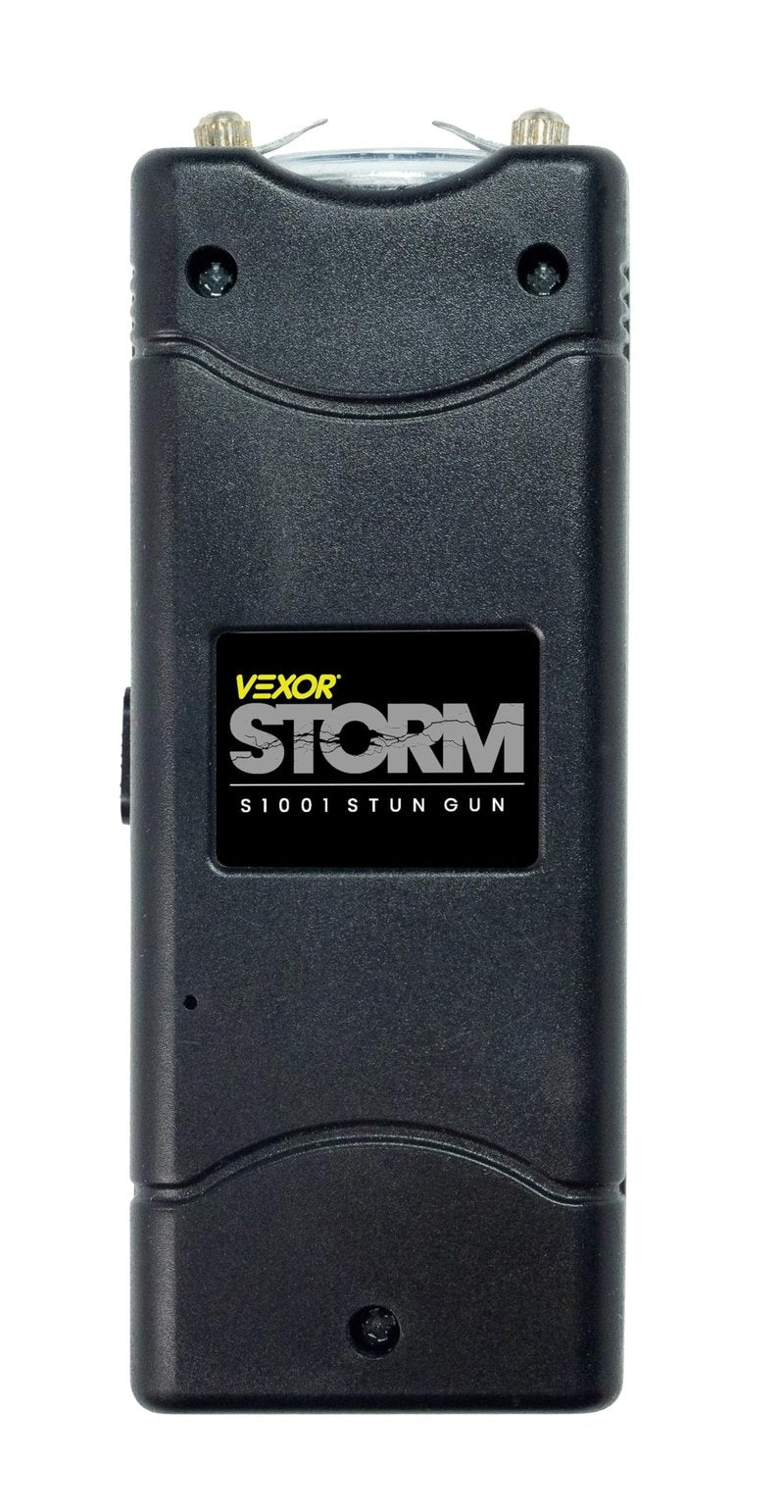 Vexor Storm Mini S1001 Personal Safety Device - Compact Rechargeable with LED Light - USB Charging - Pocket Size - Safety Lock - Includes Training Guide, Steel Gray