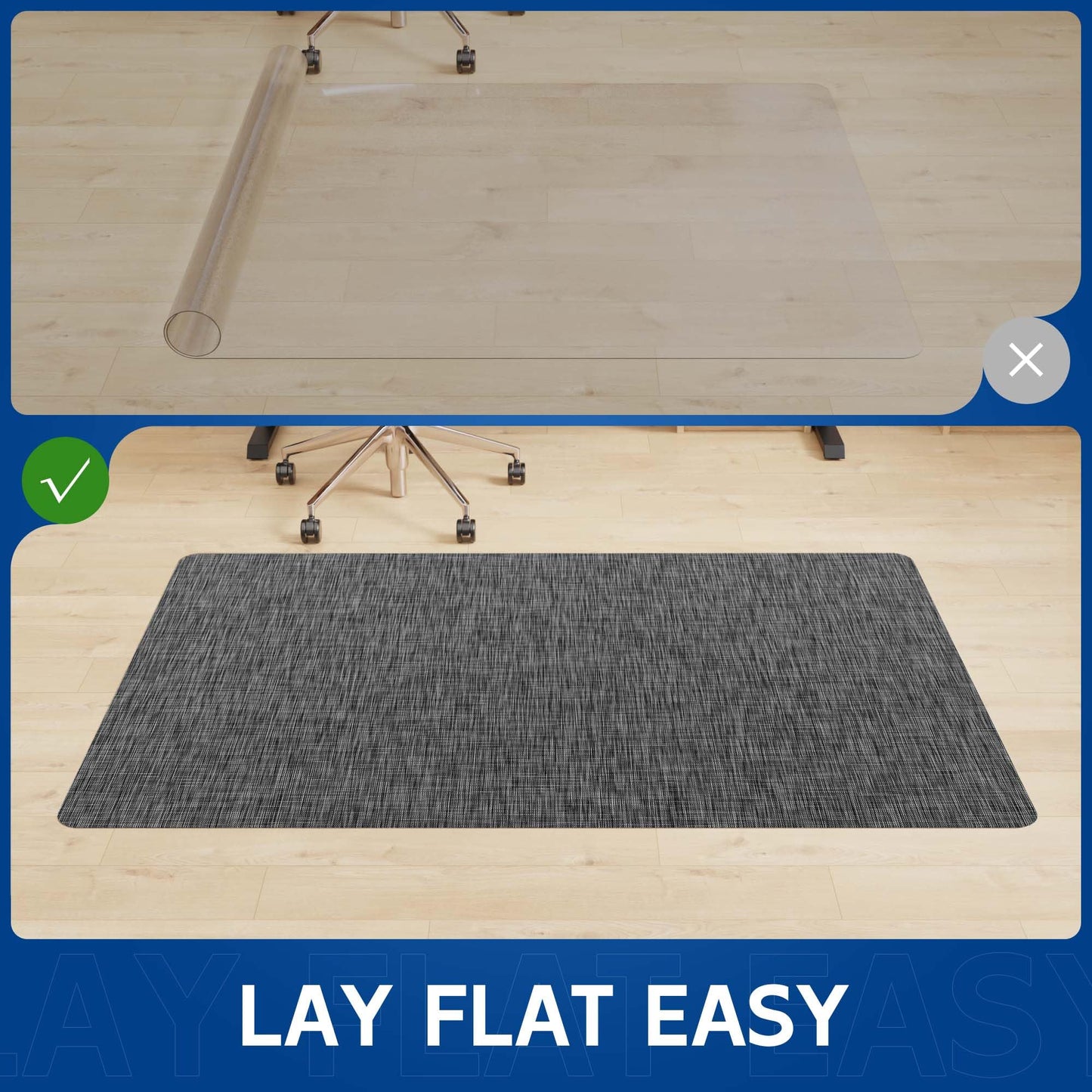 Naturei Office Chair Mat for Hardwood & Tile Floor, 30" x 48" Anti-Slip Desk Chair Mat, Easy Glide Floor Protector for Rolling Chairs, Floor Mat for Office Chair for Home Office (Dark Gery)