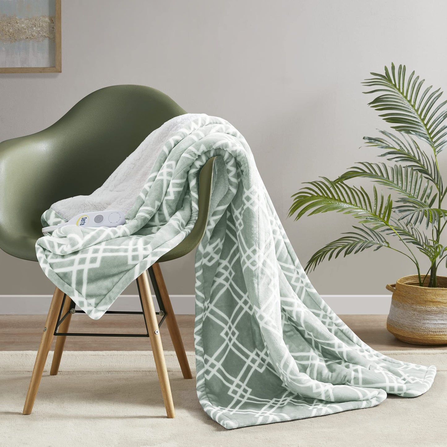 Serta Heated Blanket - Reversible Fleece to Sherpa Electric Blanket, Fast Heating, Auto Shut Off Timer, Multi Heat Setting, ETL Certified, Machine Washable, Grey Full 84"x 77"