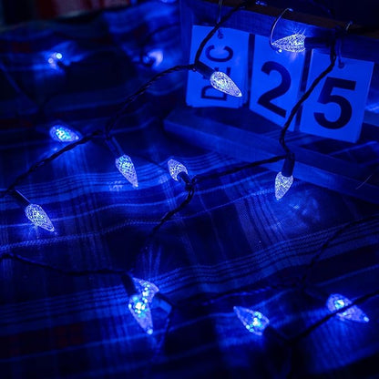 Dazzle Bright C6 Christmas String Lights, 200 LED 66 FT Waterproof Connectable String Lights with Timer, 8 Modes Christmas Lights for Indoor Outdoor Home Garden Yard Xmas Tree Decoration (Blue)