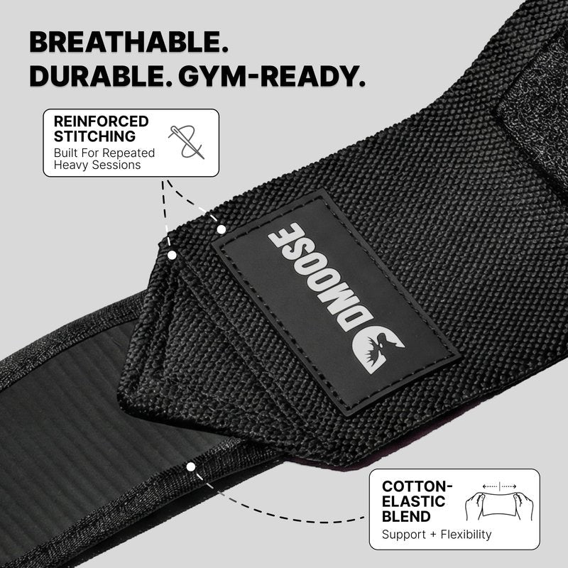 DMoose Fitness Elbow Wraps for Weightlifting (Pair) - 40'' Adjustable Elbow Strap for Gym Workout & Bench Press, Compression Elbow Wraps for Tendonitis & Joint Support, Elbow Sleeve (Black)