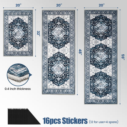 Kitchen Rug Set 3Pcs, Boho Rug Sets Non Slip Washable for Floor Thick Farmhouse Kitchen Decor Runner Rugs for Kitchen, Entryway, Laundry, Hallways 20''x32''+20''x48''+20''x59''