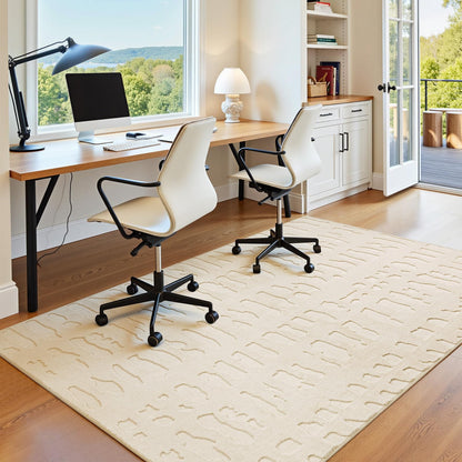 Yamaziot 4x6 Washable Area Rug, High-Low Grid Textured Living Room Rugs, Soft Fluffy Non-Slip Mats Stain Resistant Contemporary Boho Carpet for Dining Room, Kids Nursery Room, Bedroom, Office