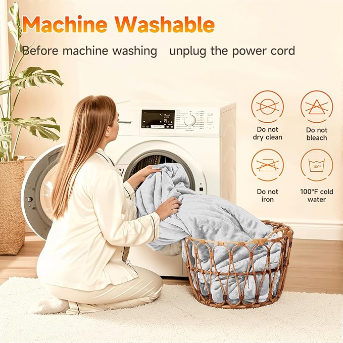 Heated Blanket Electric Throw Blanket 50"x60" Fast Heating Electric Blanket with 5 Heat Levels & 4 Hours Auto-Off Overheat Protection Cozy Soft Flannel Heated Throw Blanket