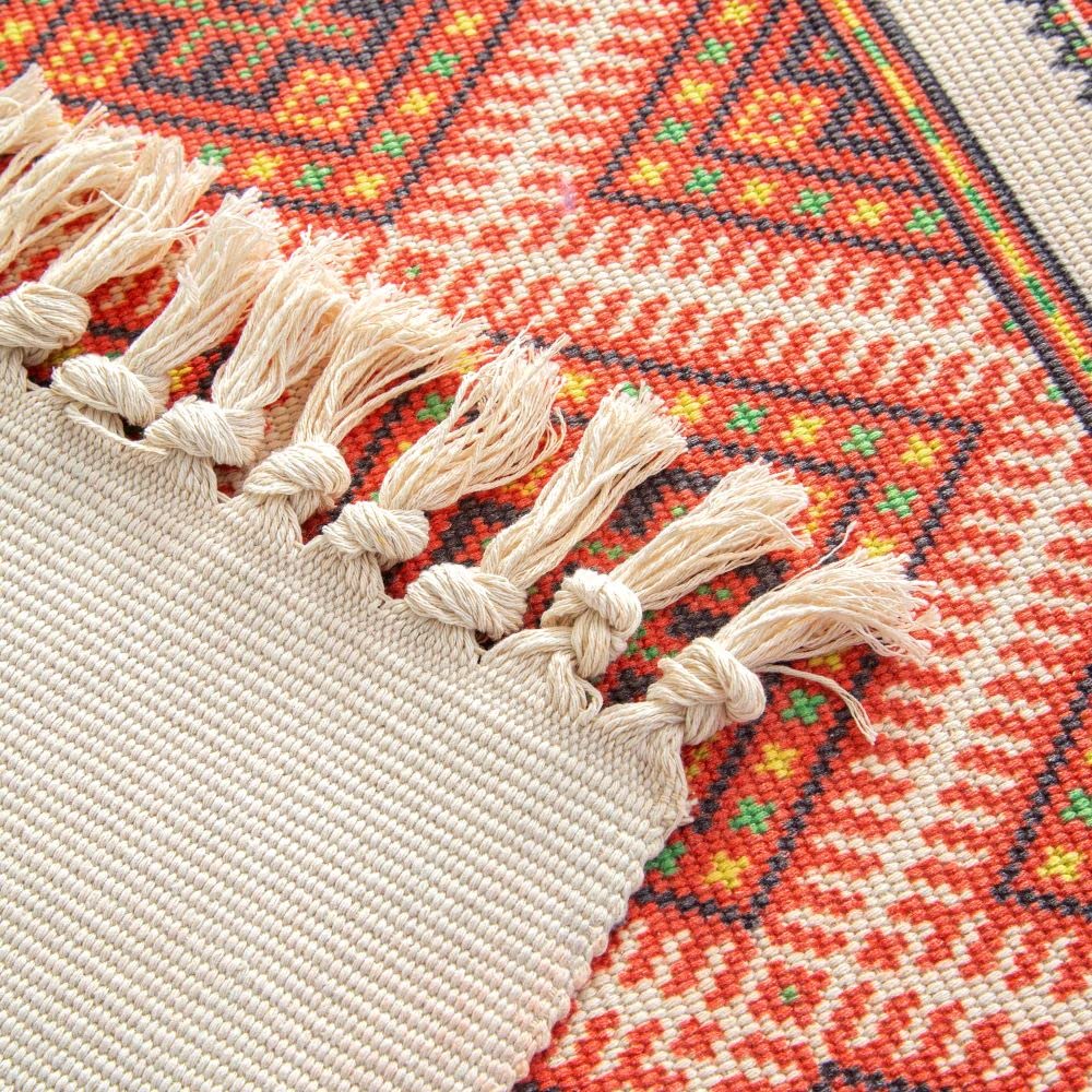 aoaoaoway Cotton Rug Soft and Handwoven Fringe Rectangular Cotton Rug Tapestry Boho Kitchen, Living Room (Orange, 51.2 * 23.6)