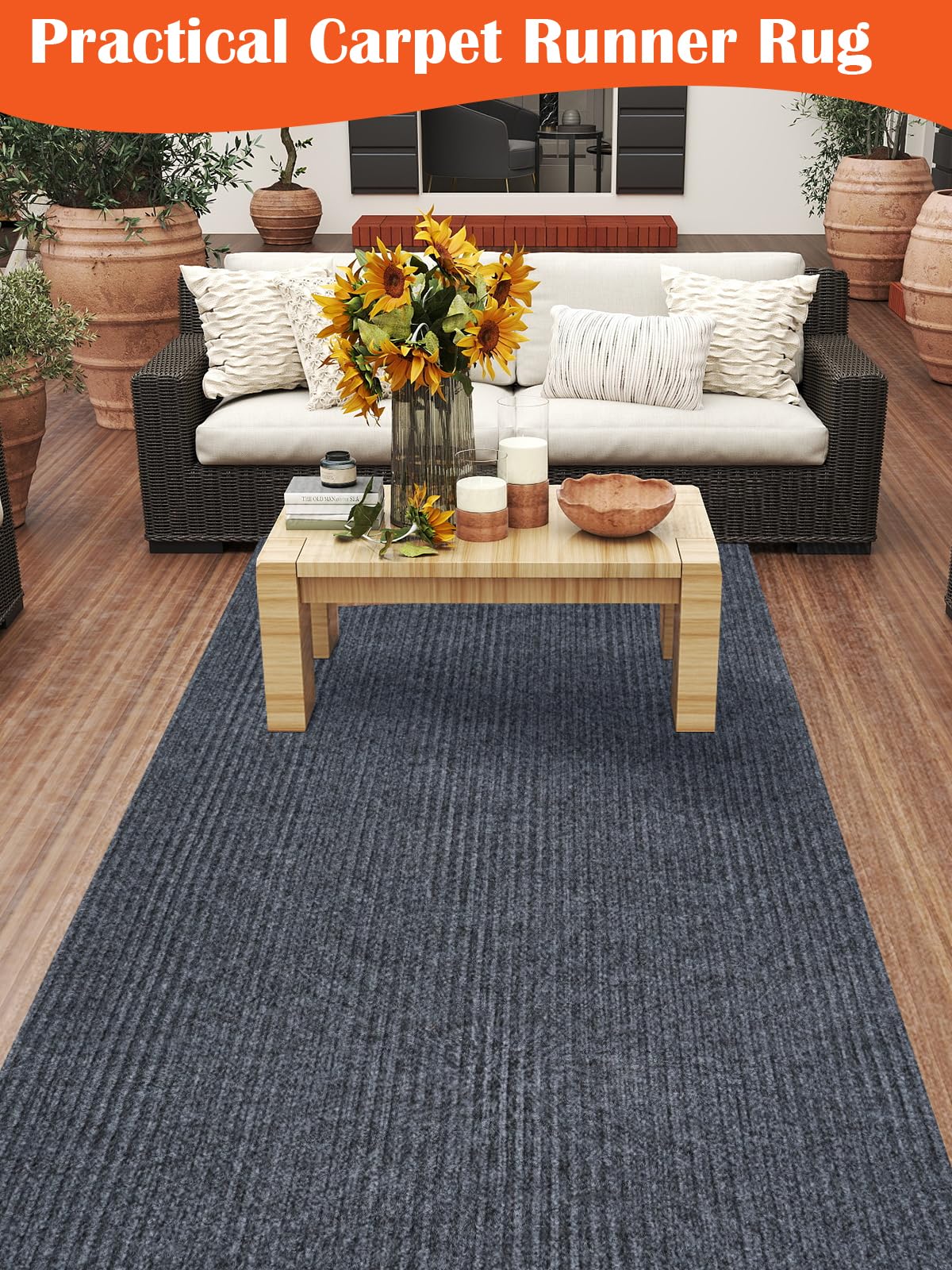 Socomf 3X10ft Runner Rugs with Rubber Backing, Non Slip Indoor Outdoor Carpet Runner for Hallway Custom Size Floor Mat，Washable Area Rugs for Entryway Balcony Patio Kitchen Garage Stair Laundry