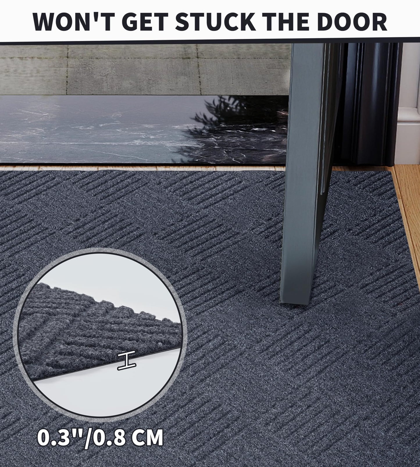 jxgzyy Outdoor Runner Rugs 2'11" x 9'10", Heavy Duty Non-Slip Carpet Runner for Hallway, Entrance, Porch, Garage, Commercial Grade, Dark Grey