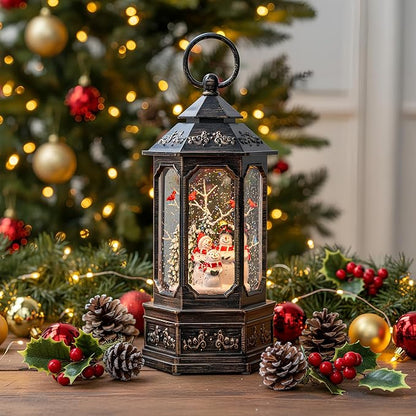 Christmas Snow Globe Swirling Glittering Snowman Choir & Cardinal with Music & Timer, USB Lined/Battery Operated Lighted Water Lantern for Christmas Festival Decoration Gifts