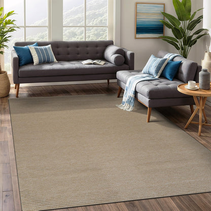 Beverly Rug Non-Slip Modern Rug 6x9 Solid Traditional Rubber Backing Machine Washable Soft Thin Indoor Area Rugs for Living Room Stain Resistant Non Shedding Casual Carpet (6 x 9 Beige)
