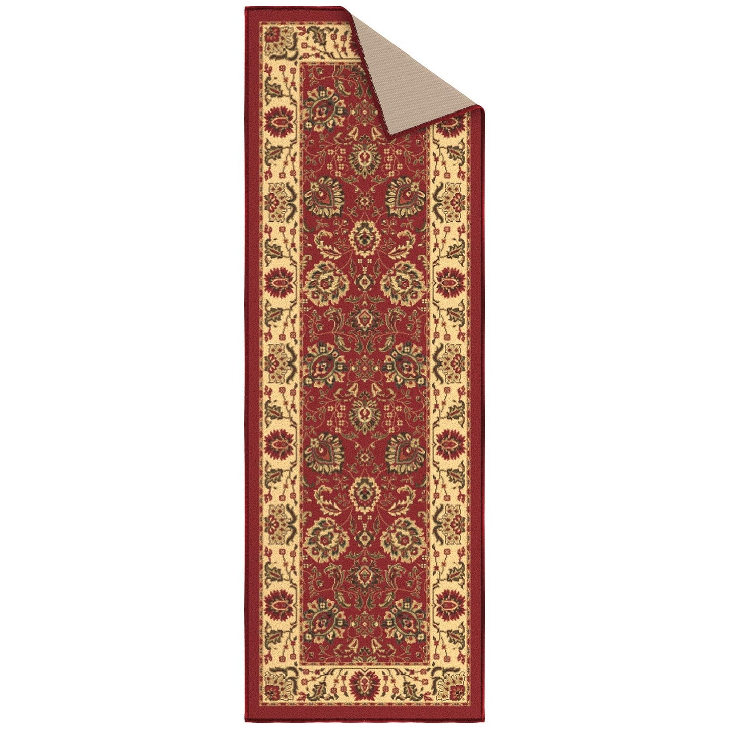 Ottomanson Hallway Runner Rug 20" x 53" Non Slip Oriental Area Rugs Easy to Clean Laundry Rug Runner Durable & Pet Friendly Floor Carpet Runners for Hallways Entryway Living Room Kitchen, Red