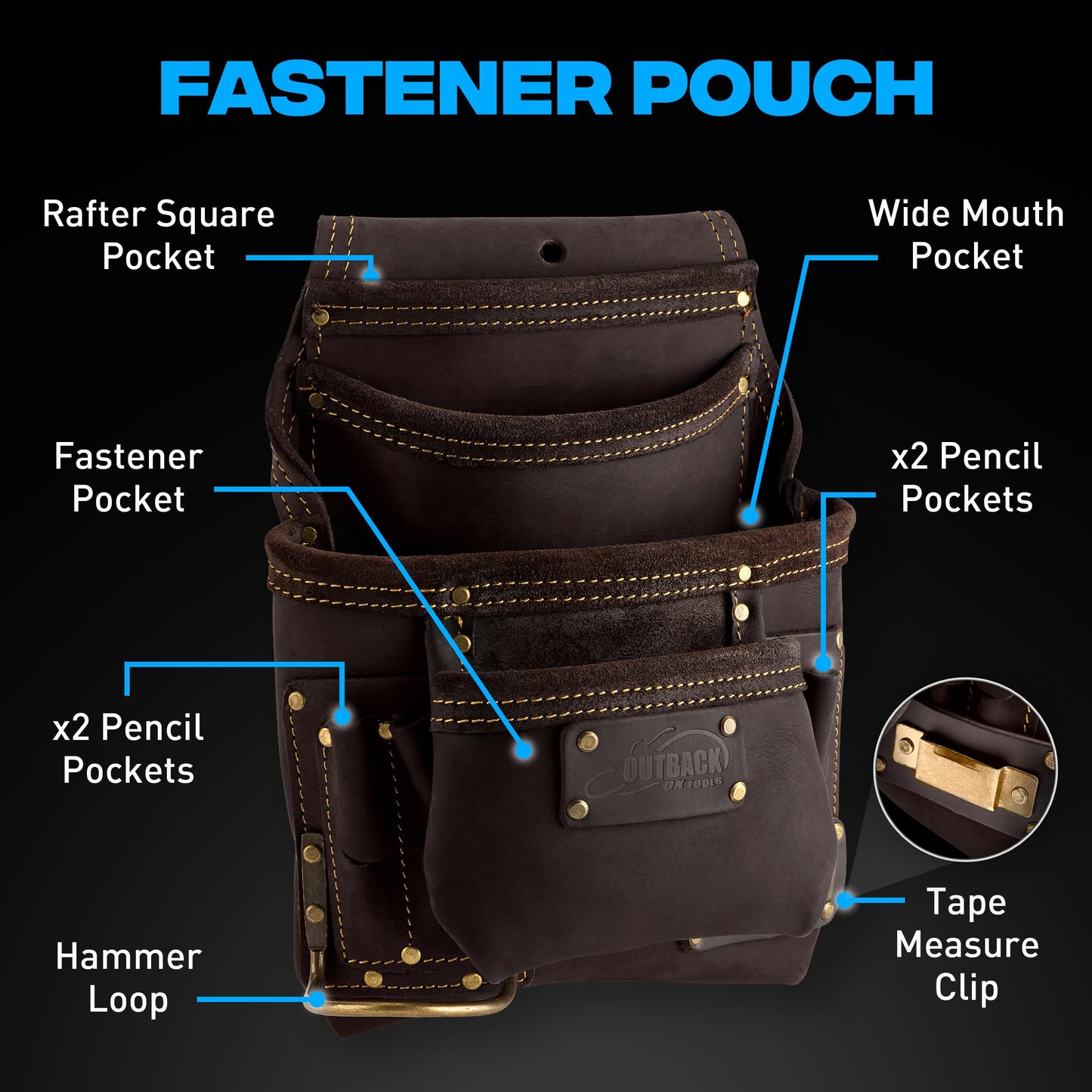 OX Pro Oil‑Tanned Leather Carpenter Tool Belt with Padded Suspenders & Dual Hammer Loops