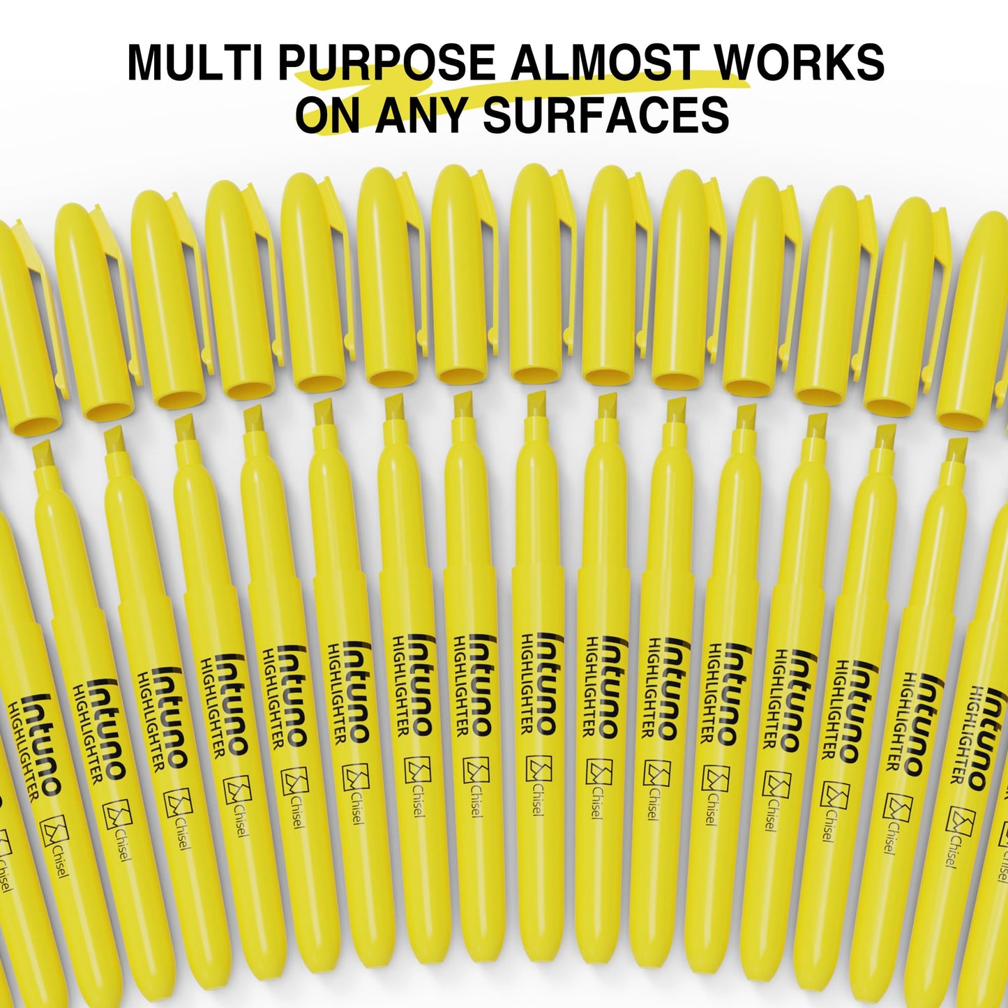 INTUNO Yellow Highlighters, 120 Count, Chisel tip, Suitable for Office Supplies, School Supplies, and Home Office Essentials