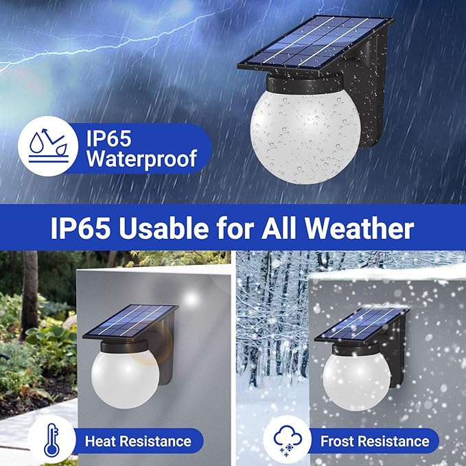 Solar Fence Lights 2 Pack, RGB Color Changing, 3 Lighting Modes, IP65 LED Waterproof Solar Lights for Outdoor Patio, Backyard, Deck, Fence, Railing – Color Glow & Durable