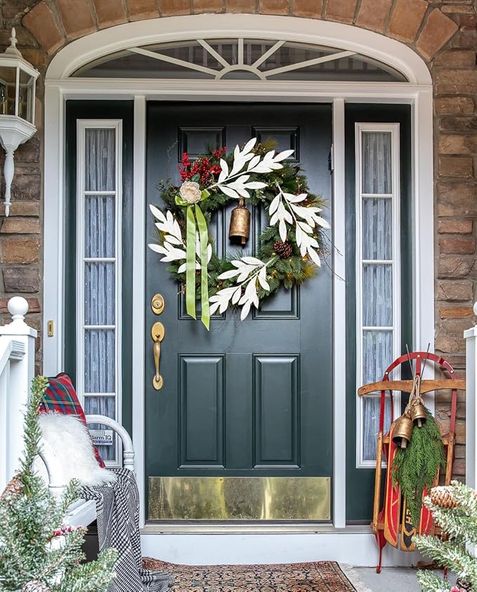 DILATATA 6Pcs Christmas Glitter Leaves Bay Leaves Spray 24" Artificial White Bay Leaf Picks Sprays Giltter Stems for Halloween Centerpiece Christmas Home Decor Home Decor - White