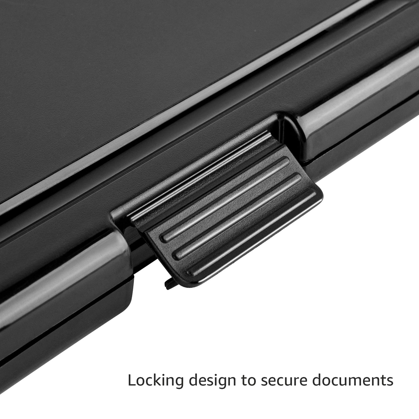 Amazon Basics Sturdy Plastic Storage Clipboard for School & Office Supplies, Lightweight, Black, 2-Pack