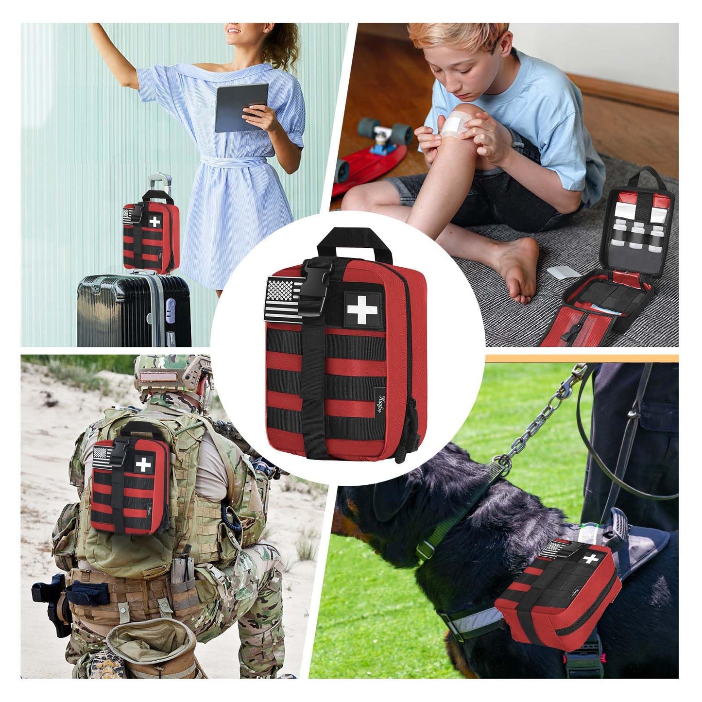 Haafoo Medical Molle Pouch Tactical - 1000D Nylon First Aid Pouch, Big Capacity EMT Pouch Utility, Heavy Duty Military Grade Rip-Away Ifak Pouch for Home and Outdoor Activities（Bag Only