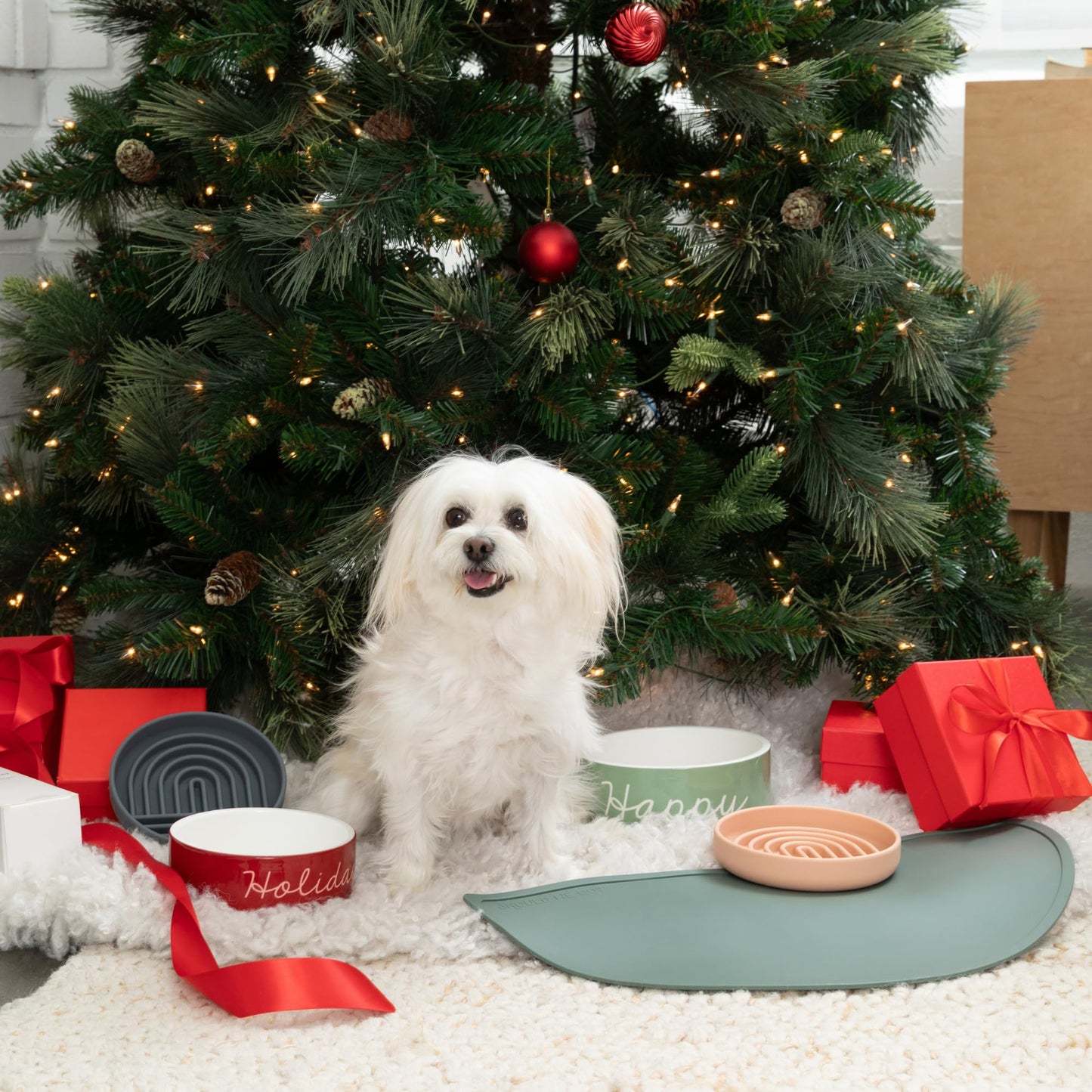 Should We Go? Waterproof Silicone Dog Food Mat – Large Size Non-Slip Pet Bowl Mat, Raised Edge Design, Easy-to-Clean Pet Food Placemat for Dog & Cat Bowls, 28" Across x 14" Deep - Blush