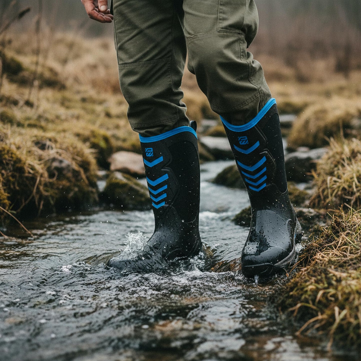 WOVENPAK Rubber Boots for Men, Mens Boots Waterproof Insulated Hunting Boots with Steel Shank, Neoprene Rubber Work Mud Boots Outdoor All Season, Size 7