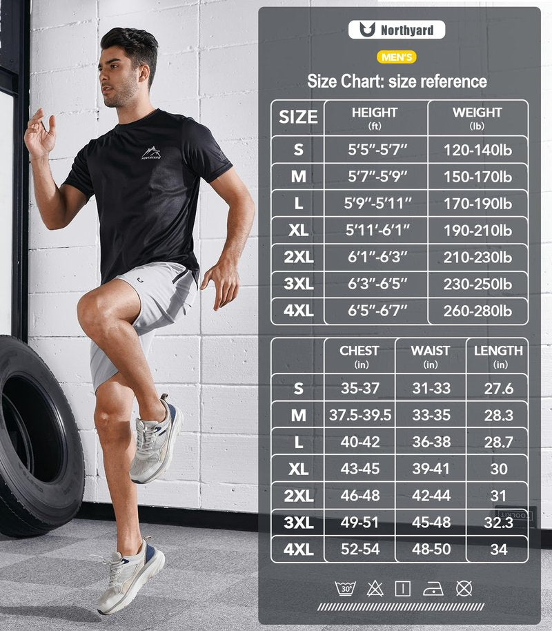 NORTHYARD Men's UPF 50+ Sun Protection Shirt Short Sleeve Swim Rash Guard SPF UV Athletic Workout Running T-Shirt Black XL