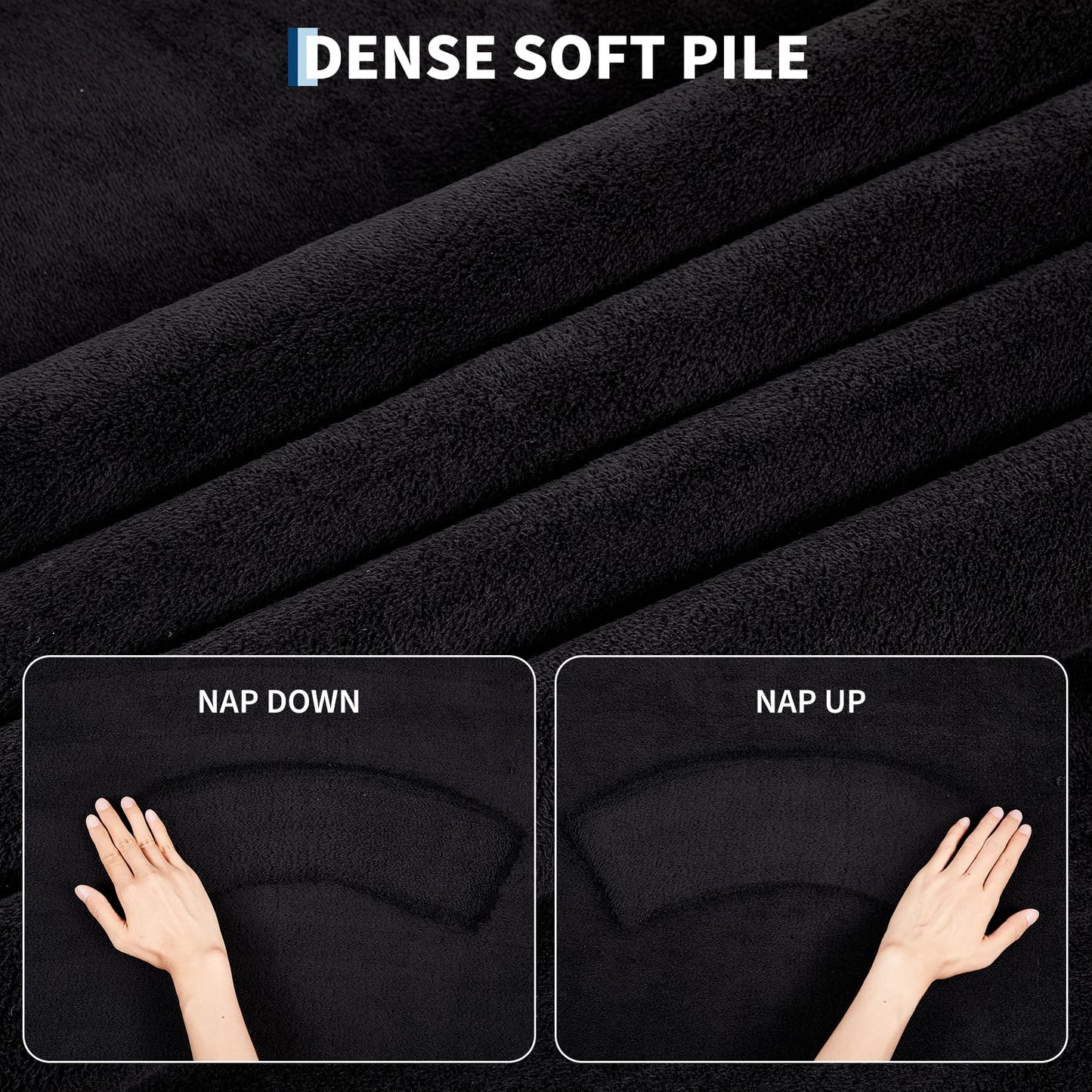 Garvee Scalloped Rug 5x7 Living Room Rug Washable Non Slip Thick Plush Indoor Carpet Ultra Soft Non-Shedding Fluffy Solid Rugs for Bedroom Playroom Nursery Kids Room Office Home Decor Black
