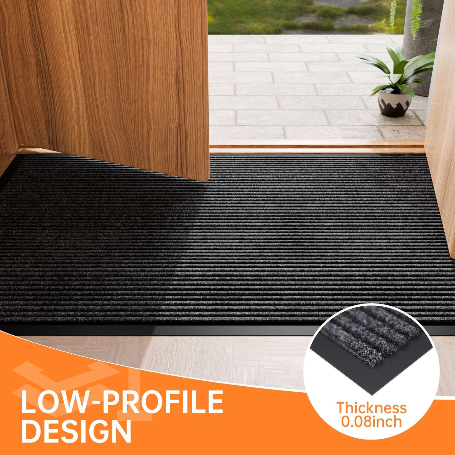 HOMEK Front Door Mat, 4'x8' Indoor Outdoor Door Mat, Commercial Industrial Entrance Doormat, Heavy Duty Welcome Mat, Rubber Backing Non Slip Doormat for Entryway, Grey