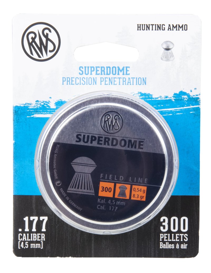 Umarex RWS Superdome Field Line Pellet Gun Pellets.177 Caliber, 8.3 Grains, 300 Count, Grey