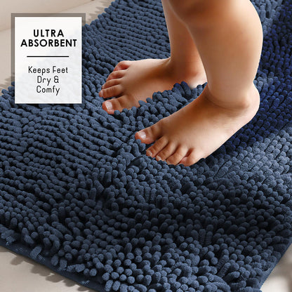 Hearth & Harbor Bathroom Rugs, Chenille Bath Mat - Machine Washable Bath Mats for Bathroom Non-Slip Backing Rubber, Quick Dry Bathroom Mat