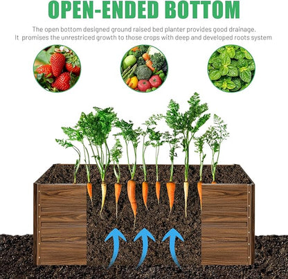 SnugNiture 4x2x2FT Raised Garden Bed Galvanized Planter Garden Boxes Outdoor, Deep Root Planter Raised Bed for Vegetables Flowers Herbs,Brown