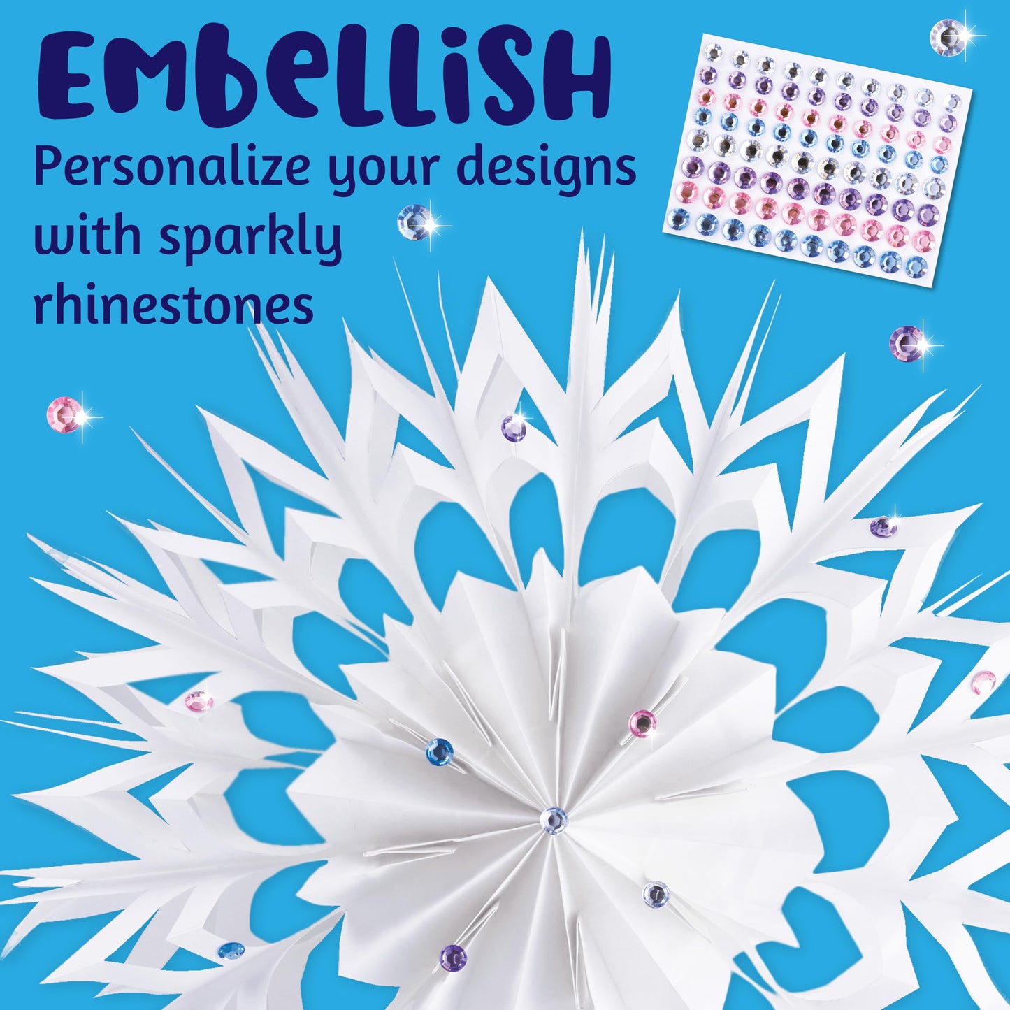 Creativity for Kids Make Your Own Snowflake Ornaments Kit | Fold & Decorate 8 Paper and Foil Snowflakes | DIY Christmas Ornament Craft for Kids to Inspire Creativity & Festive Fun (Ages 6+)