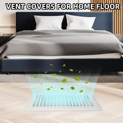 Floor Register 4x10, 4 Pack Floor Vent Covers for Home Floor Heavy Duty Steel Panel Walkable Floor Grates Adjustable Air Vent Covers 4" x 10" Floor Vent, White