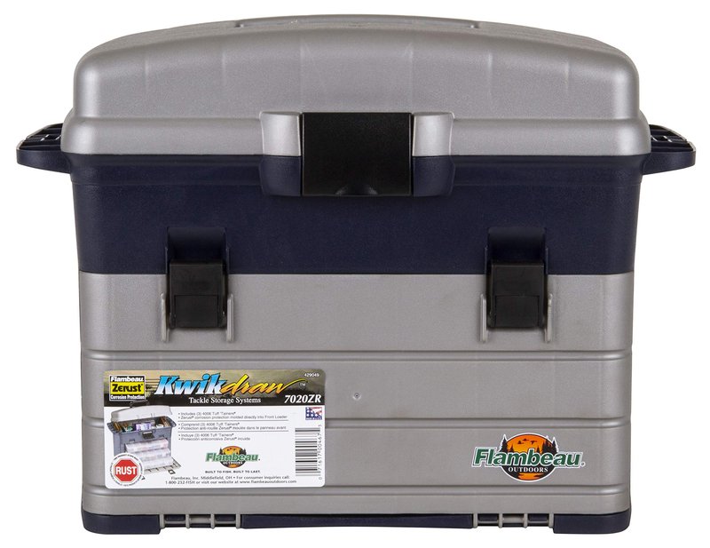 Flambeau Outdoors 7020ZR Zerust Front Loader, Portable Fishing & Tackle Storage with Zerust Anti-Corrosion Technology, Blue/Gray