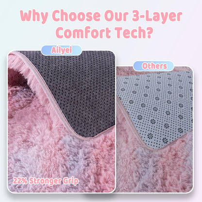 Ailyei Shag Rugs for Bedroom, 4x6 Abstract Pink Soft Fuzzy Rugs for Living Room, Fluffy Shaggy Plush Carpet Girls Kids Room Dorm Upgrade Non-Slip