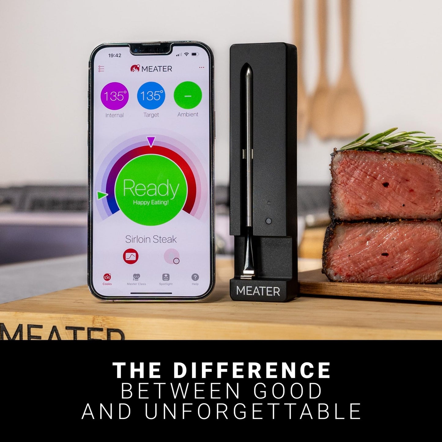 MEATER Plus: Smart Bluetooth Wireless Meat Thermometer Digital | BBQ, Grill, Oven, Smoker, Air Fryer, Kitchen | Perfect for Steak, Chicken, Turkey, and More | Delicious Recipes in App