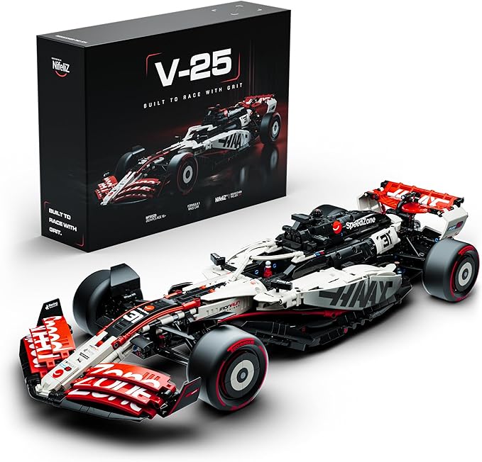 Nifeliz V25 F1 Racing Car Model Set 1:8 Scale Car Building Set for Adults Collectible and Display Gift for Racing Fans (2634 PCS NF10329)