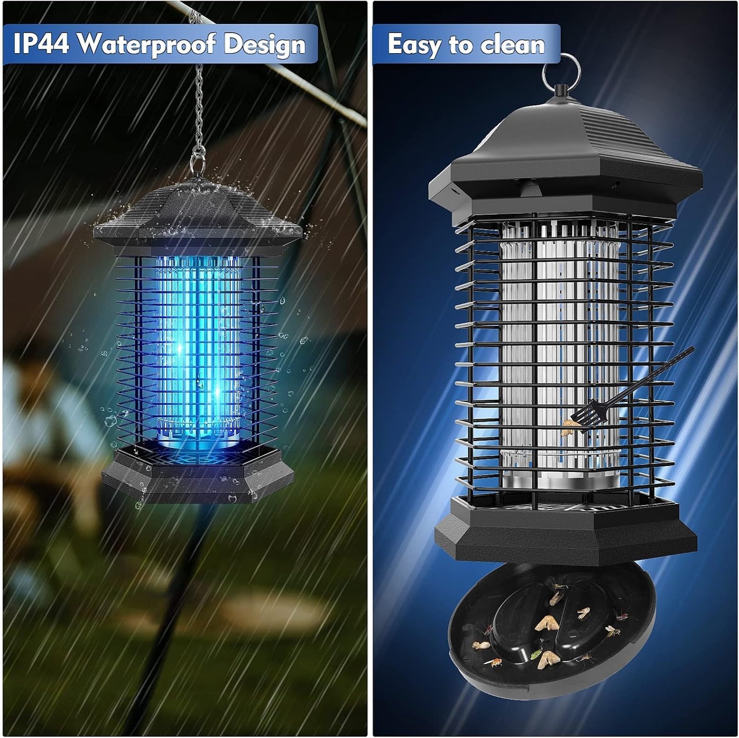 AMUFER Bug Zapper for Outdoor Indoor, Electric Mosquito Zapper Waterproof with 18W Power & 4400V Instant Grid, Insect Control Efficiency Increased 100%, Coverage of 1/2 Acre, for Patio, Backyard, Home