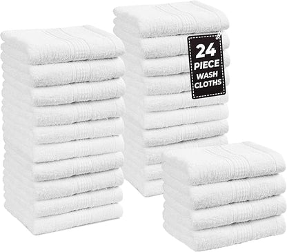 LANE LINEN White Washcloths 24 Pack