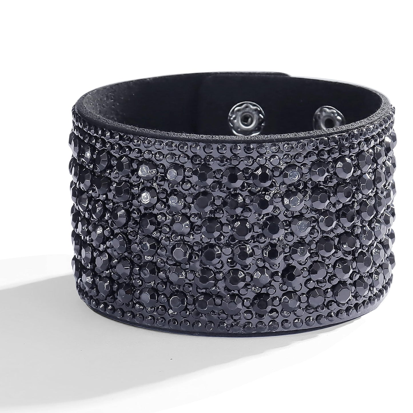 Long tiantian Black Bracelets for Women Rhinestone Leather Cuff Bracelet Birthday Party Prom Jewelry Gifts