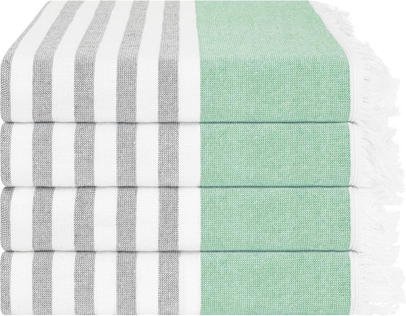 Peshtemal Beach Towels - 100% Cotton Lightweight Quick-Dry Sand-Free | 35"x60", Green