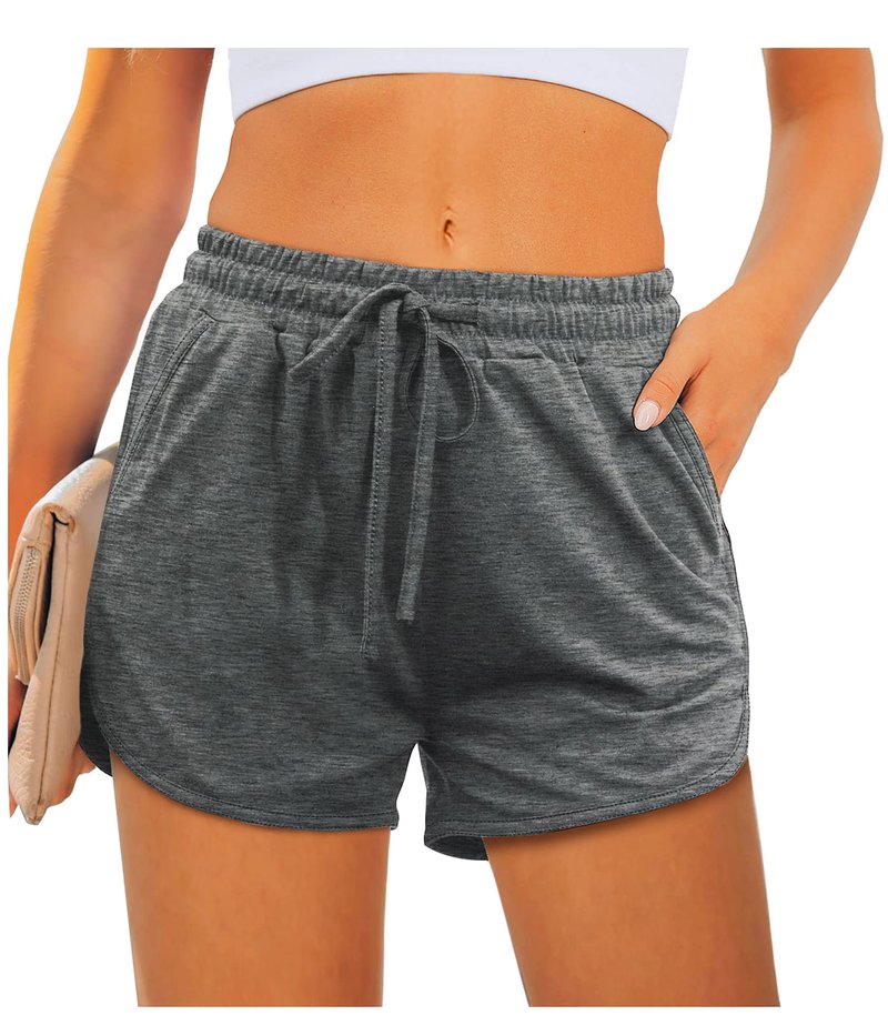 Aloodor Sports Shorts for Women Elastic Waist Beach Finess Jogging Pants S