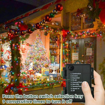 27.5Ft C9 LED Christmas Lights Battery Operated with Remote, LED Multicolor Outdoor Christmas Tree Lights Waterproof with 8 Mode Twinkle, for Christmas Tree Stair Yard Home Decor, 50 Bulbs