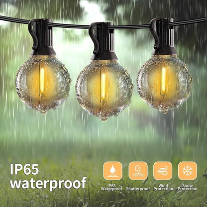 100ft String Lights with Remote, 50+2 LED Bulbs Dimmable Patio Lights Outdoor, 24V Waterproof Plug, G40 Hanging Light for Outside Deck Garden Backyard Porch Party Decor