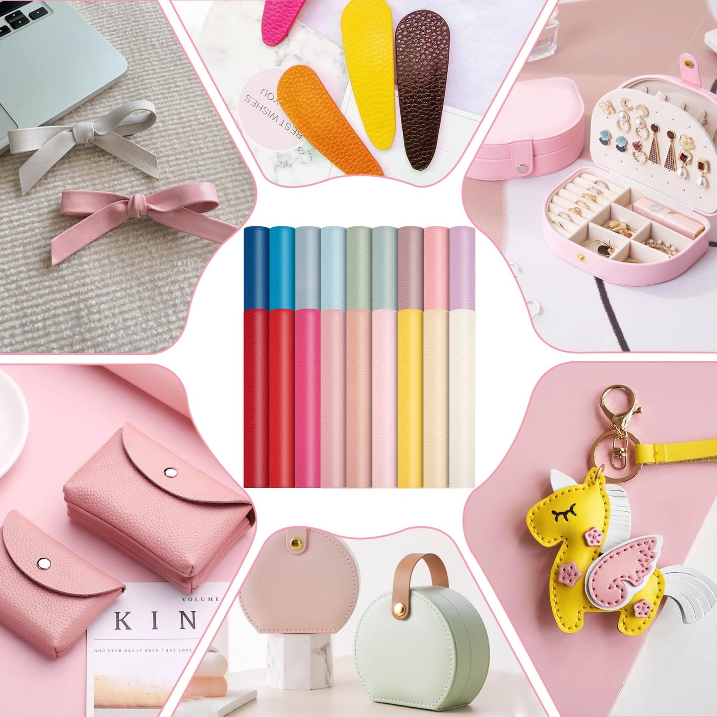 18 Pieces Faux Leather Sheets, 8×12 inches Pastel Soft Leather Fabric Colourful Sheets Suitable for Making Bows, Leather Earrings, Hair Accessories DIY Projects