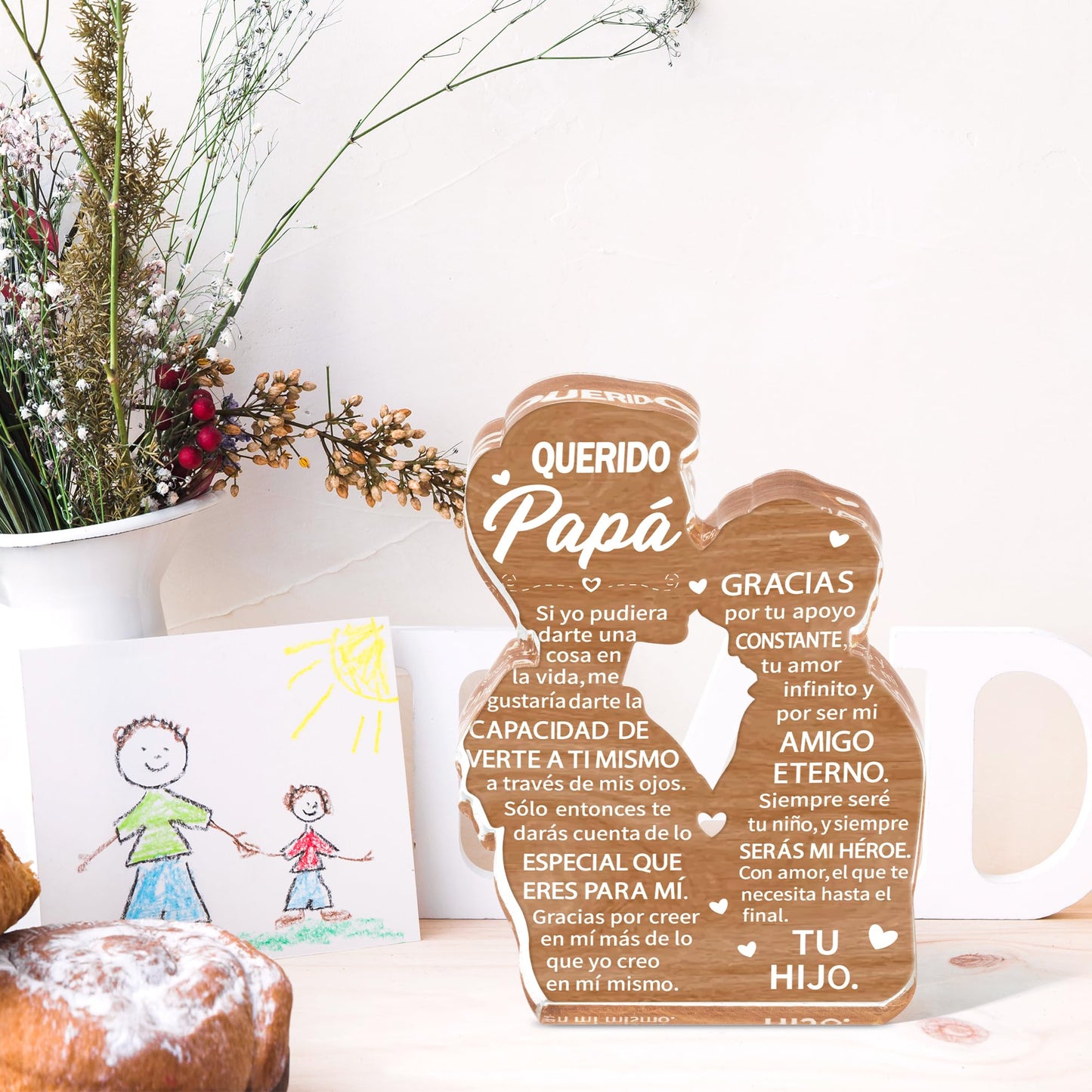 Yopyame Gift for Dad from Son - Spanish Papá Heartwarming Keepsake Father Son Embracing Acrylic Plaque Sign Best Dad Ever Gift Regalos Para Papá Office Desk Decor Father’s Day Birthday Christmas Gifts