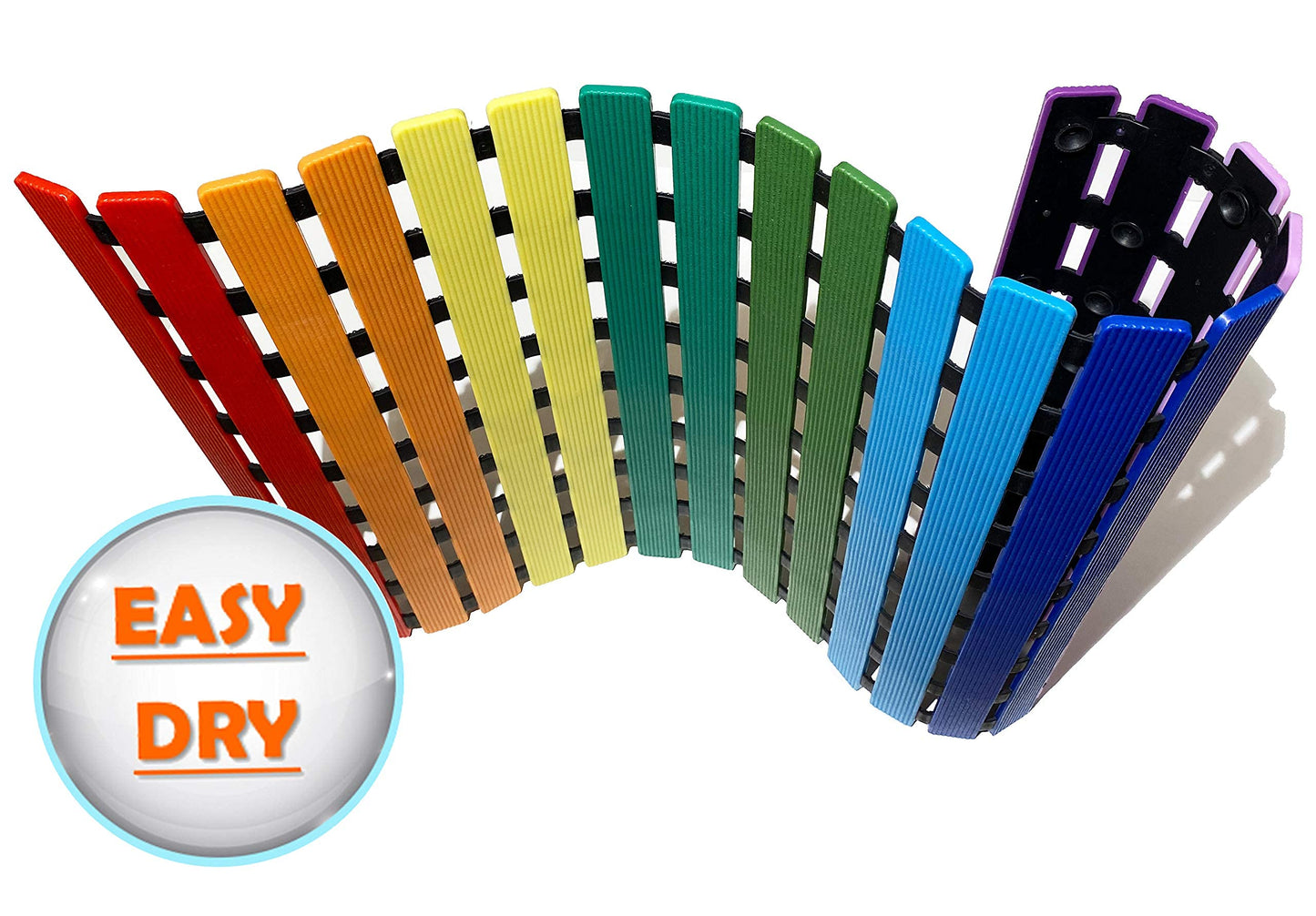 LuxurYou Non Slip Bathtub Mat | Double-Layered Shower Floor Mat with Suction Cups | EZ-Dry Construction | Non-Toxic, BPA, Latex, Phthalate, PVC Free (Rainbow)