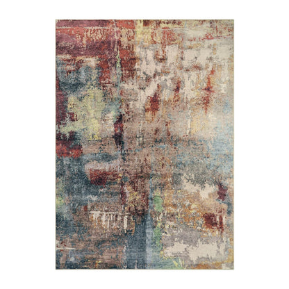 Lahome Modern Abstract 5x7 Area Rugs for Living Room, Washable Bedroom Rug Soft Non Slip Low Pile, Faux Wool Contemporary Carpet for Indoor Floor Decor Home Office Dining Room,Red/Multi