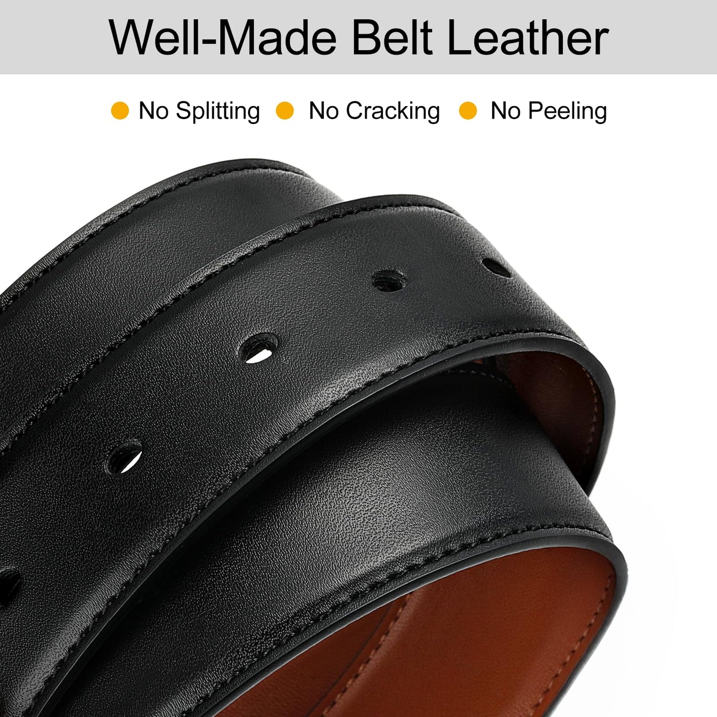 ITIEZY Reversible Belt for Men 1 Piece - 35mm Double Sided Mens Belt Leather for Dress and Casual, Customizable Fit for Elegant Style, Black/Brown