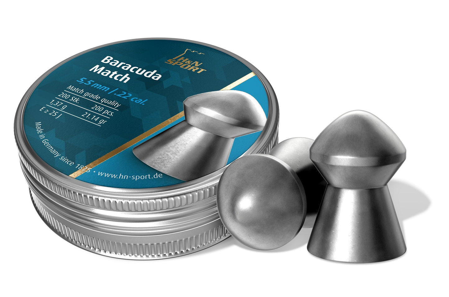 H&N Sport Haendler & Natermann Baracuda Match Domed Airgun Pellets .22 Caliber / 21.14 Grains (200 Count)