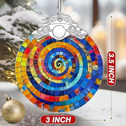 Rainbow Spiral Ornament – Christmas Decoration & Christmas Ornament; Stained Glass Holiday Decoration (Holiday Present, Bauble Present, Gift Idea, Gift Exchange) | Heirloom Keepsakes