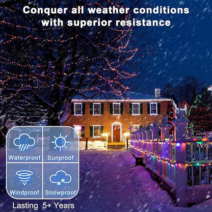 180 LED 59ft Christmas String Lights Indoor Outdoor, 8 Modes Christmas Fairy Lights with Timer & Momory, IP44 Waterproof Christmas Tree Lights for Xmas Patio Yard Fence Balcony Garden (Multicolor)