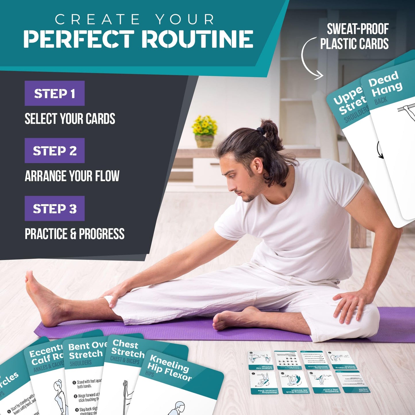 [2-PACK] Bodyweight & Dumbbell Workout Cards - Large Size 5" x 3.5" Exercise Cards Deck with 100 Different Exercises, Perfect for Circuit Training & Weightlifting - Fitness Cards for Women & Men